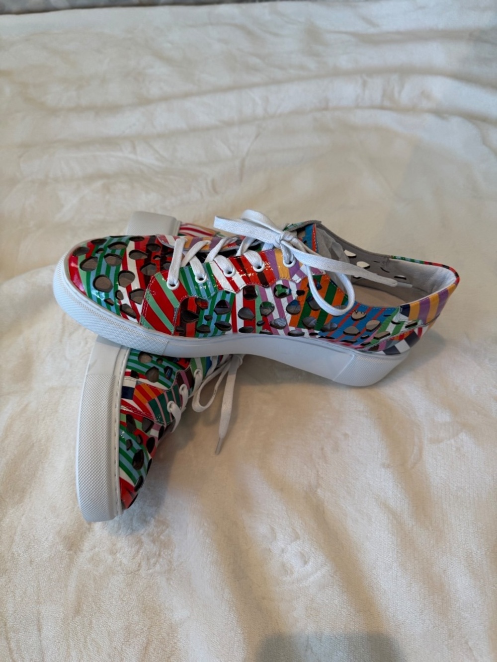 NWT Django & Juliette Yarry-DJ Leather Sneakers EU 42 Colourful Patent Lace Up - Picture 5 of 10